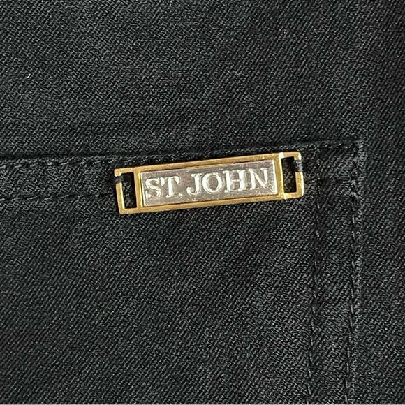 St. John Sport Pants Size 2 Black Stretch Cotton Straight Leg Gold Button VTG - Picture 8 of 10